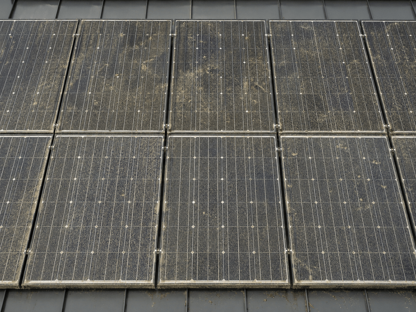 Verschmutzte Solarzellen mit deutlichem Ertragsverlust