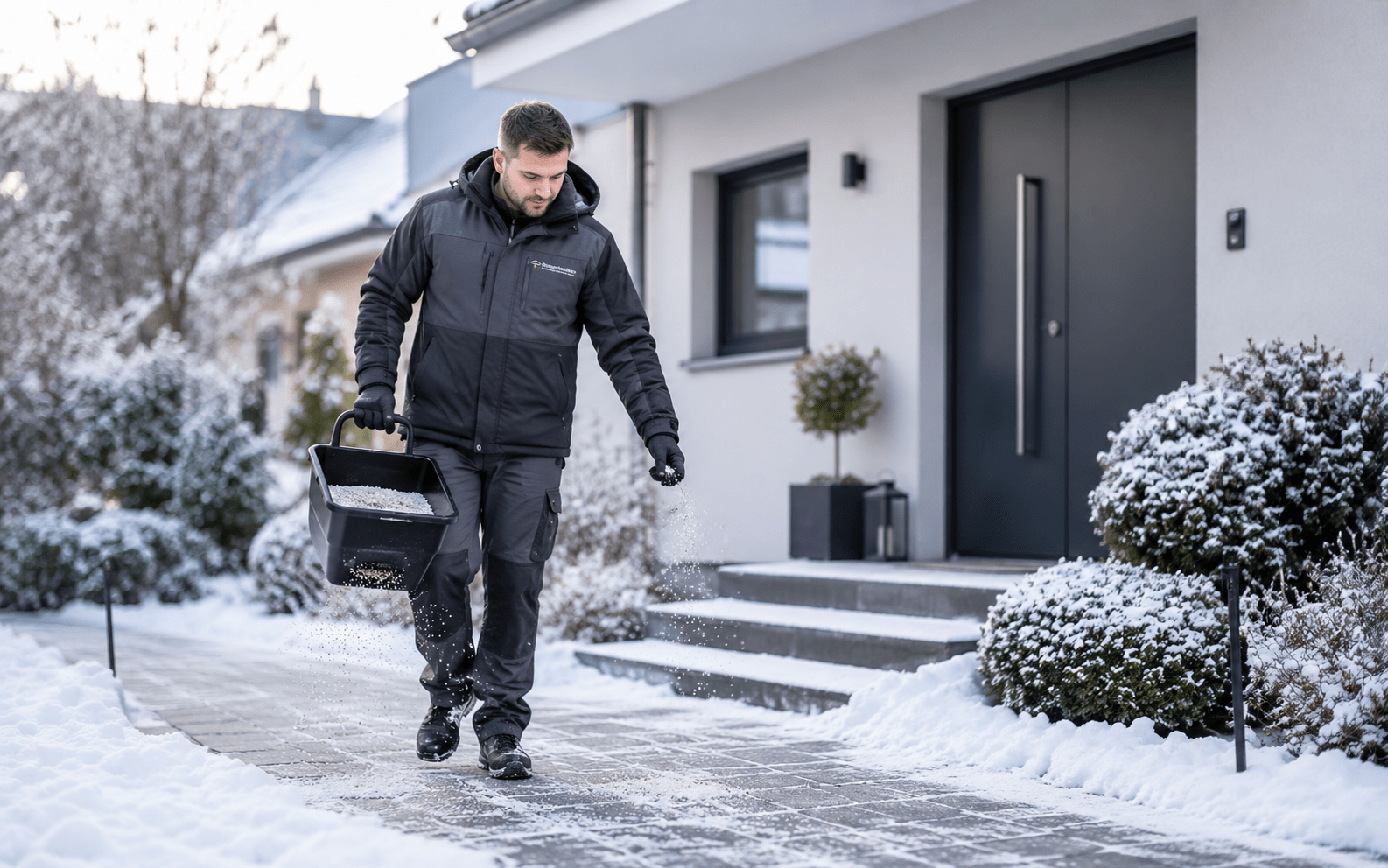 Winterdienst an einem Privathaus durch Rinnenhelden